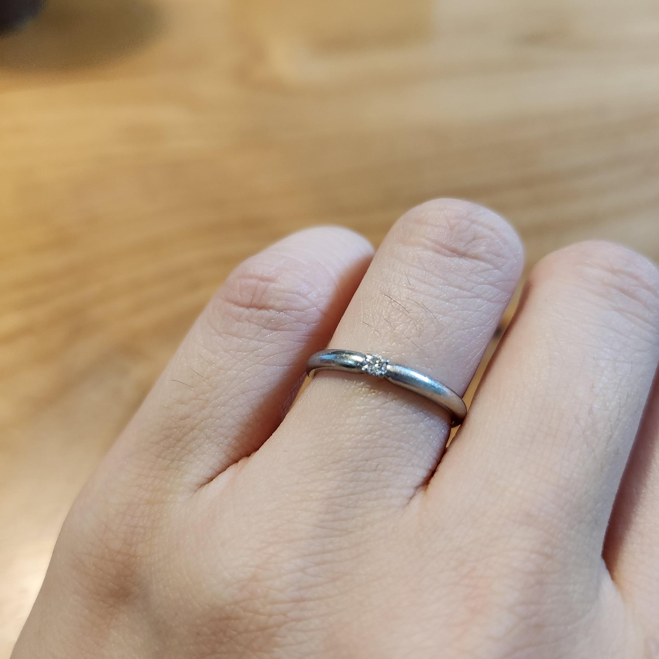 結婚指輪 pt950 ダイヤ シンプル