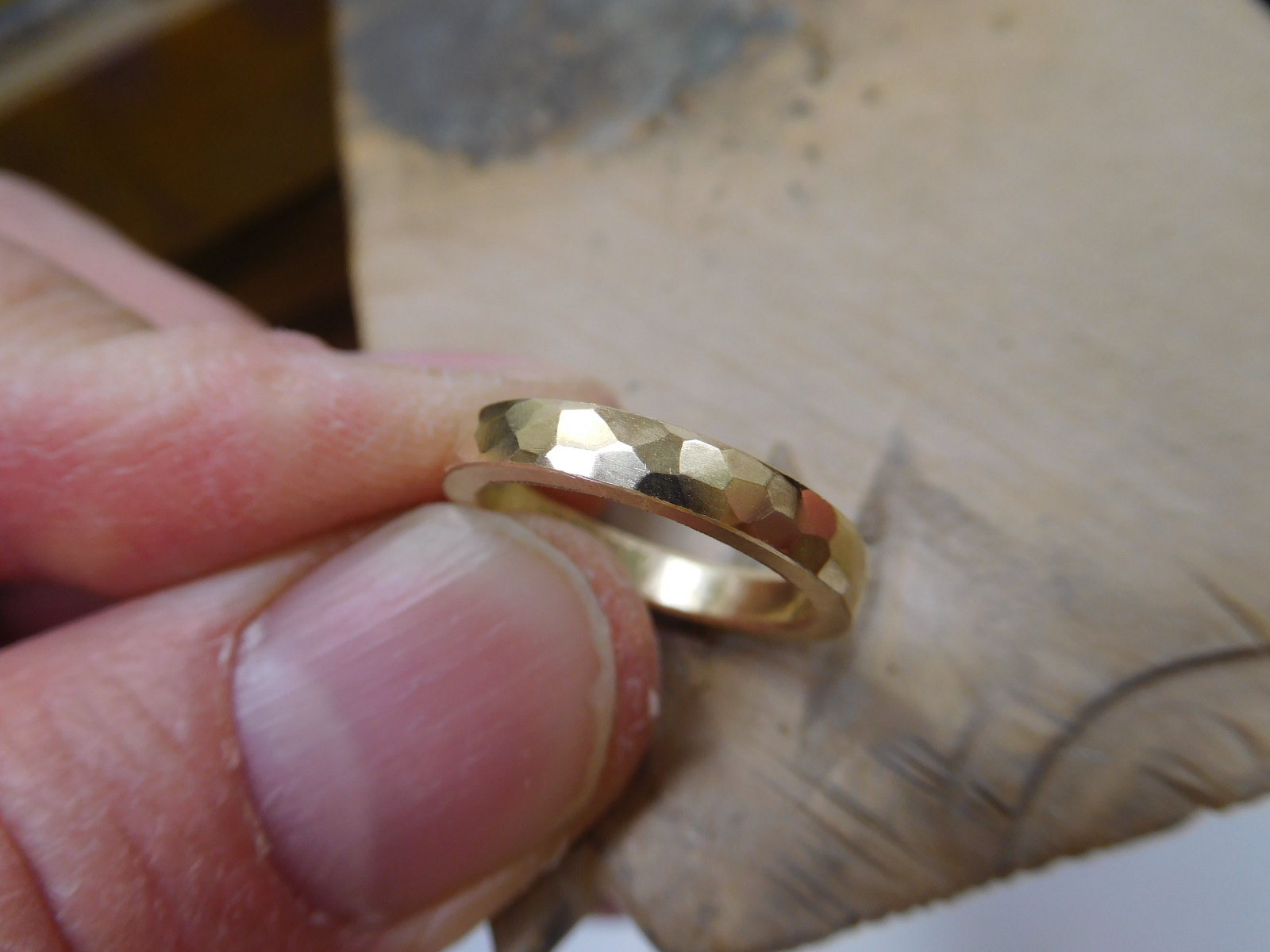 槌目 リング k18